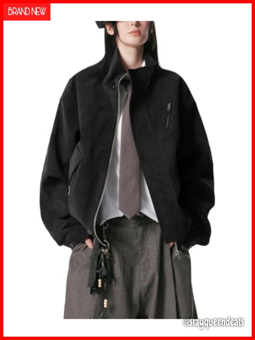 Faux Suede Oversized Bomber Jacket Zip Up Women's Coat